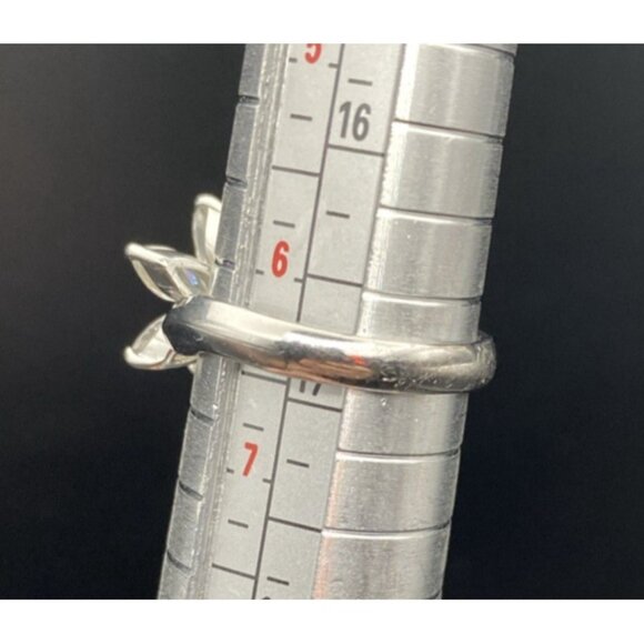 Sterling Silver CZ Flower Ring Marquise 925 Plumeria Daisy Size 6.5 April Bday - Picture 6 of 11